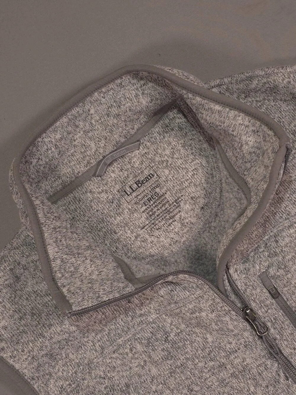 L.L.Bean Men's Large Gray Sweater Fleece Vest Slightly Fitted 505974